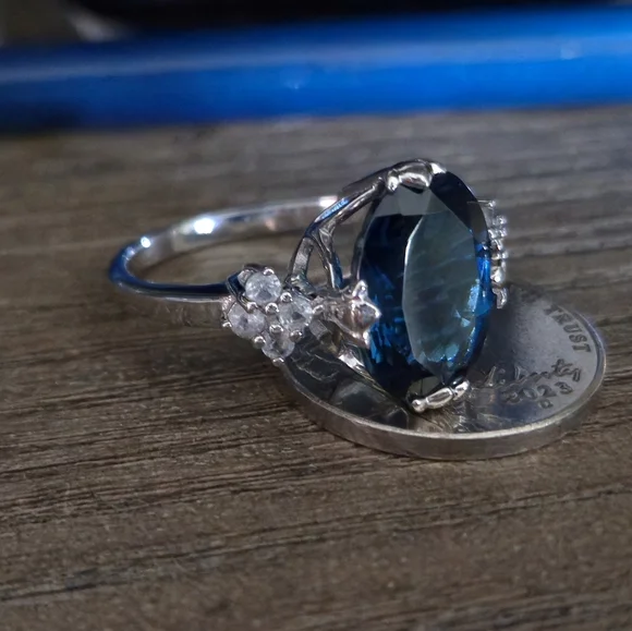 925 Sterling Silver London Blue Topaz Designer Signed RSI Size 10 Ring Thailand - Picture 3 of 16